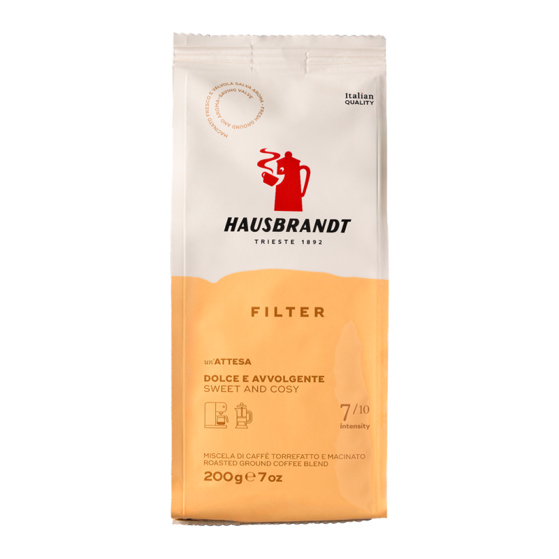 Hausbrandt Filtro – Malt Kaffe 200 g Soft Pack - Filtermalt - Porsjonspakker - 200 g (pakning 12 x 200g)